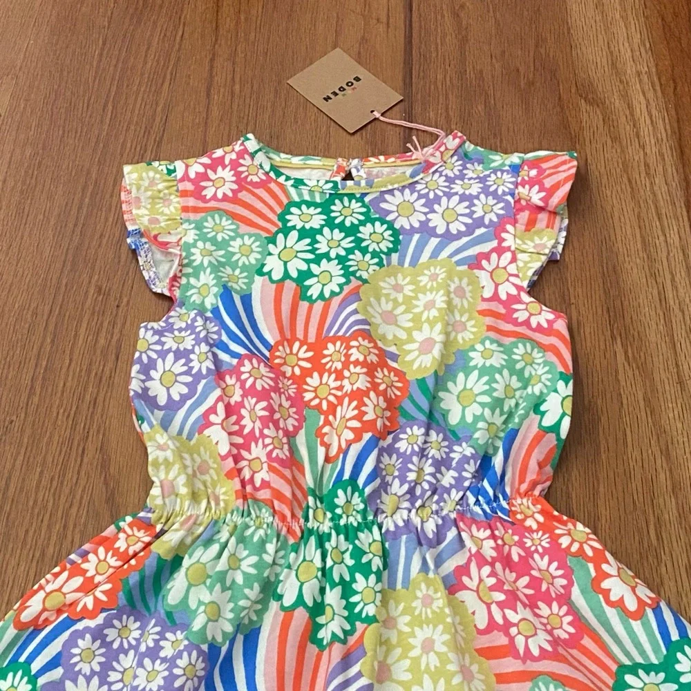 Mini Boden Colorful Multi Rainbow Daisies Floral Dress